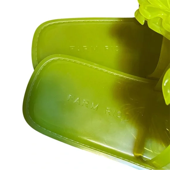 Farm Rio Green Leaf Design Jelly Women's Sandals NWOT 8/9 - Picture 3 of 5